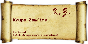 Krupa Zamfira névjegykártya